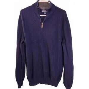 Club Room Men's Navy Blue Half-Zip Knit‎ Sweater Size Large
